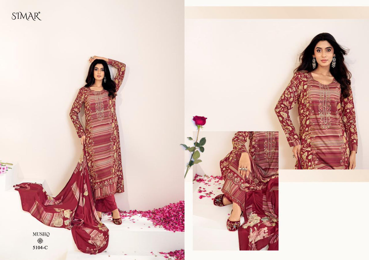Mushq Simar Viscose Pashmina Suits Supplier Gujarat