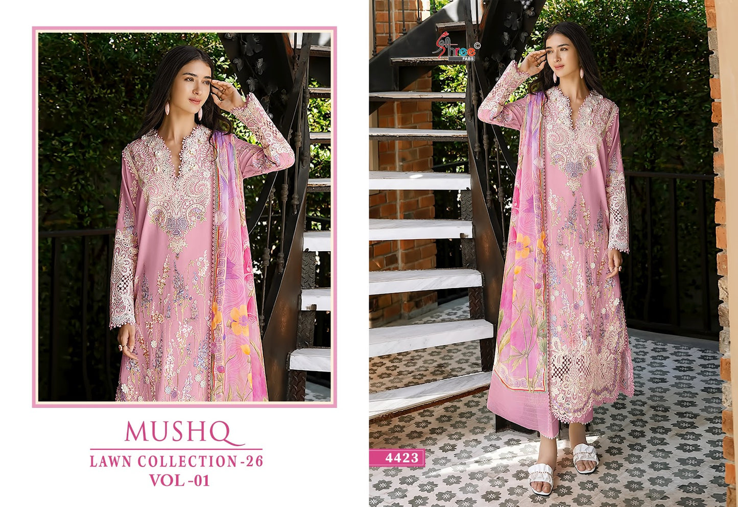 Mushq Vol 1 Lawn Collection 26 Shree Fabs Cotton Pakistani Salwar Suits Exporter Gujarat