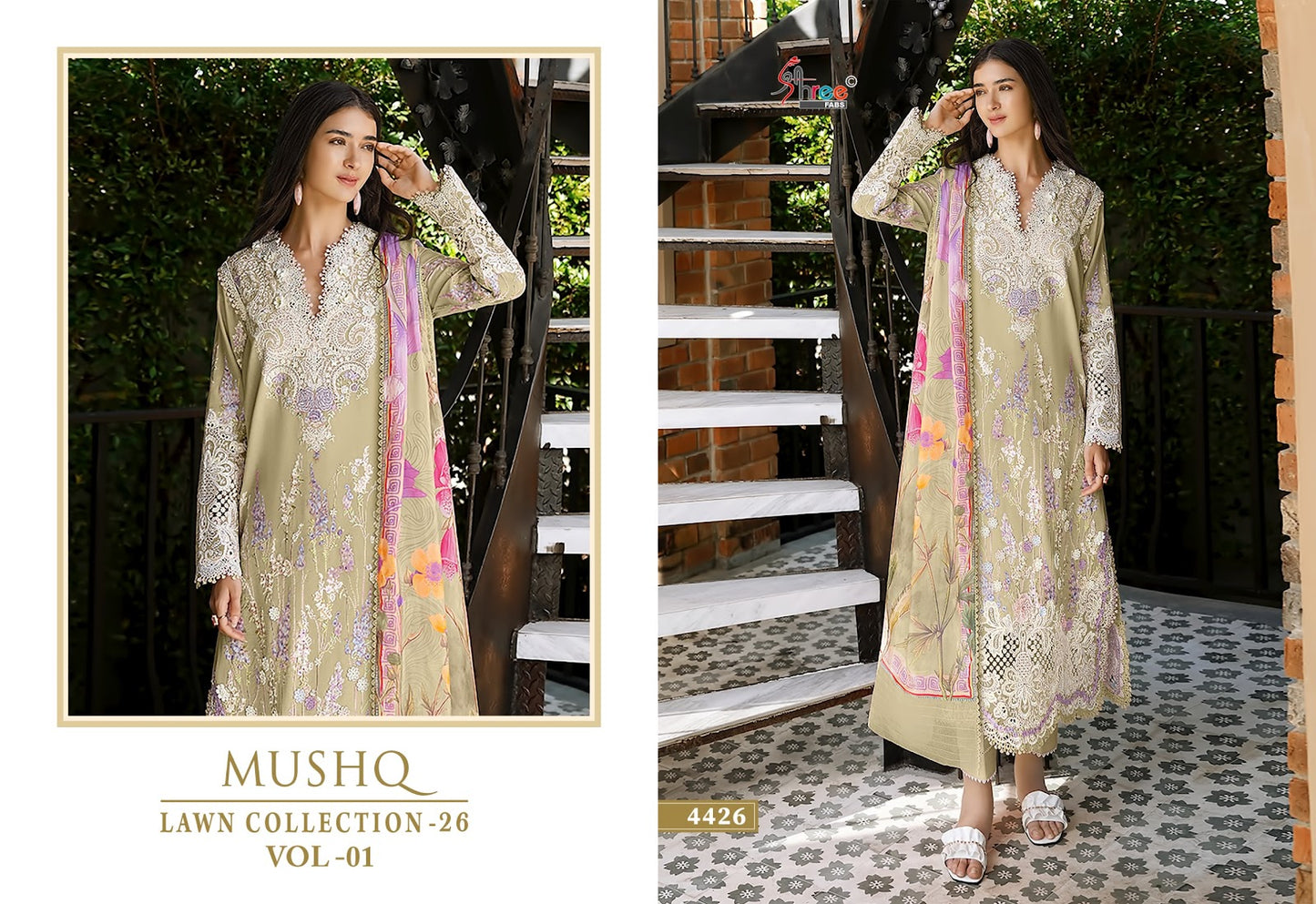 Mushq Vol 1 Lawn Collection 26 Shree Fabs Cotton Pakistani Salwar Suits Exporter Gujarat