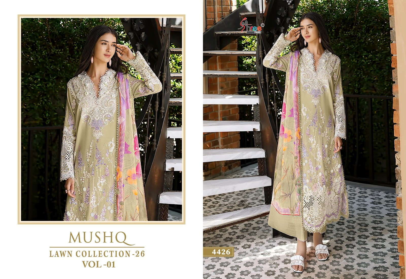 Mushq Vol 1 Lawn Collection 26 Shree Fabs Cotton Pakistani Salwar Suits Exporter Gujarat