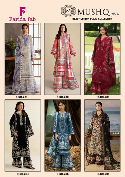 Mushq Vol 2 Farida Fab Cotton Karachi Salwar Suits Wholesale Rate