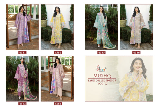 Mushq Vol 2 Lawn Collection 26 Shree Fabs Cotton Pakistani Salwar Suits Exporter India