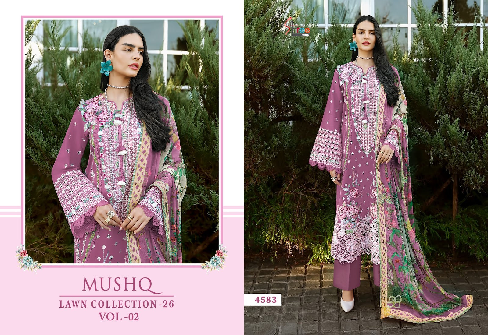 Mushq Vol 2 Lawn Collection 26 Shree Fabs Cotton Pakistani Salwar Suits Exporter India