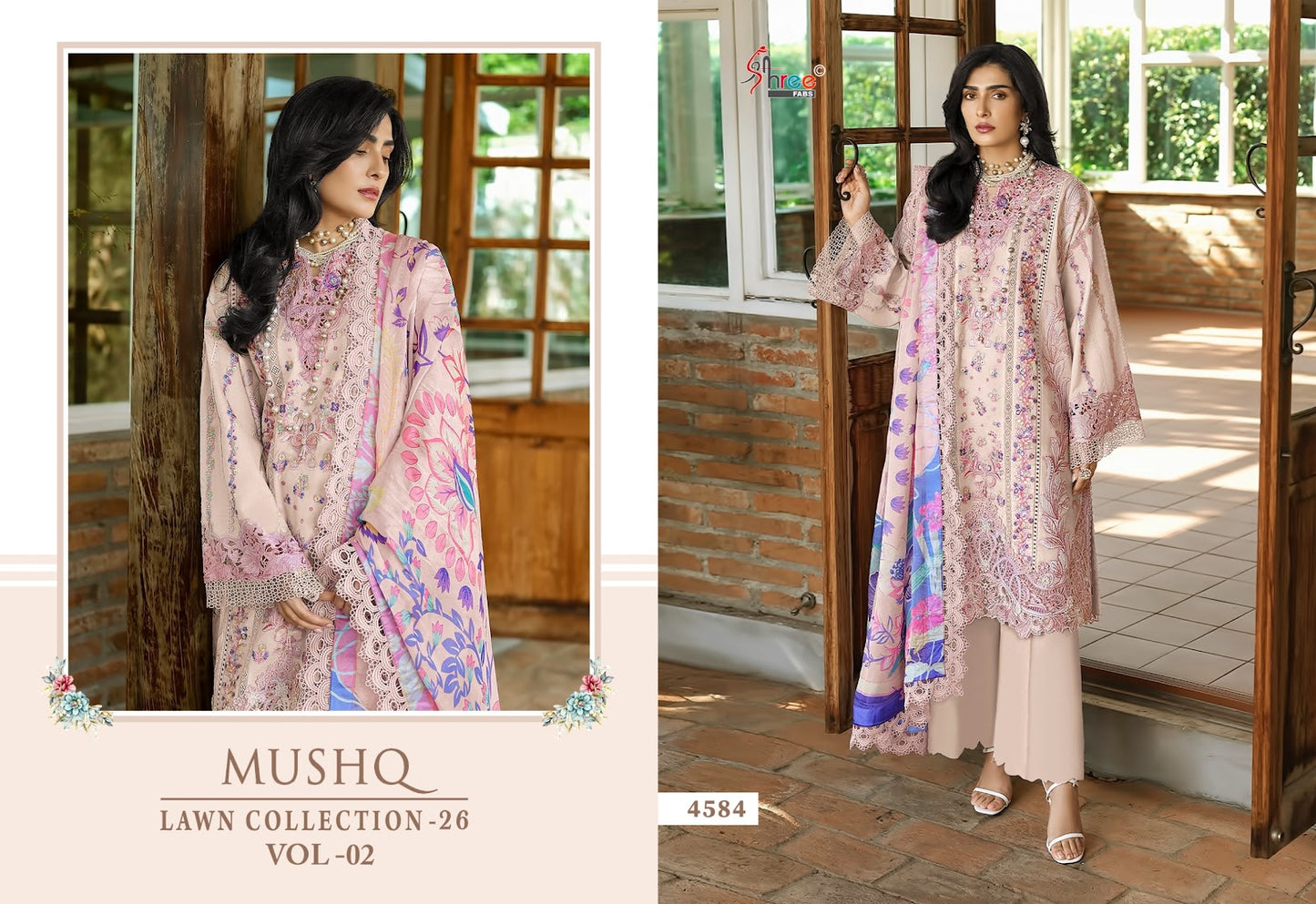 Mushq Vol 2 Lawn Collection 26 Shree Fabs Cotton Pakistani Salwar Suits Exporter India