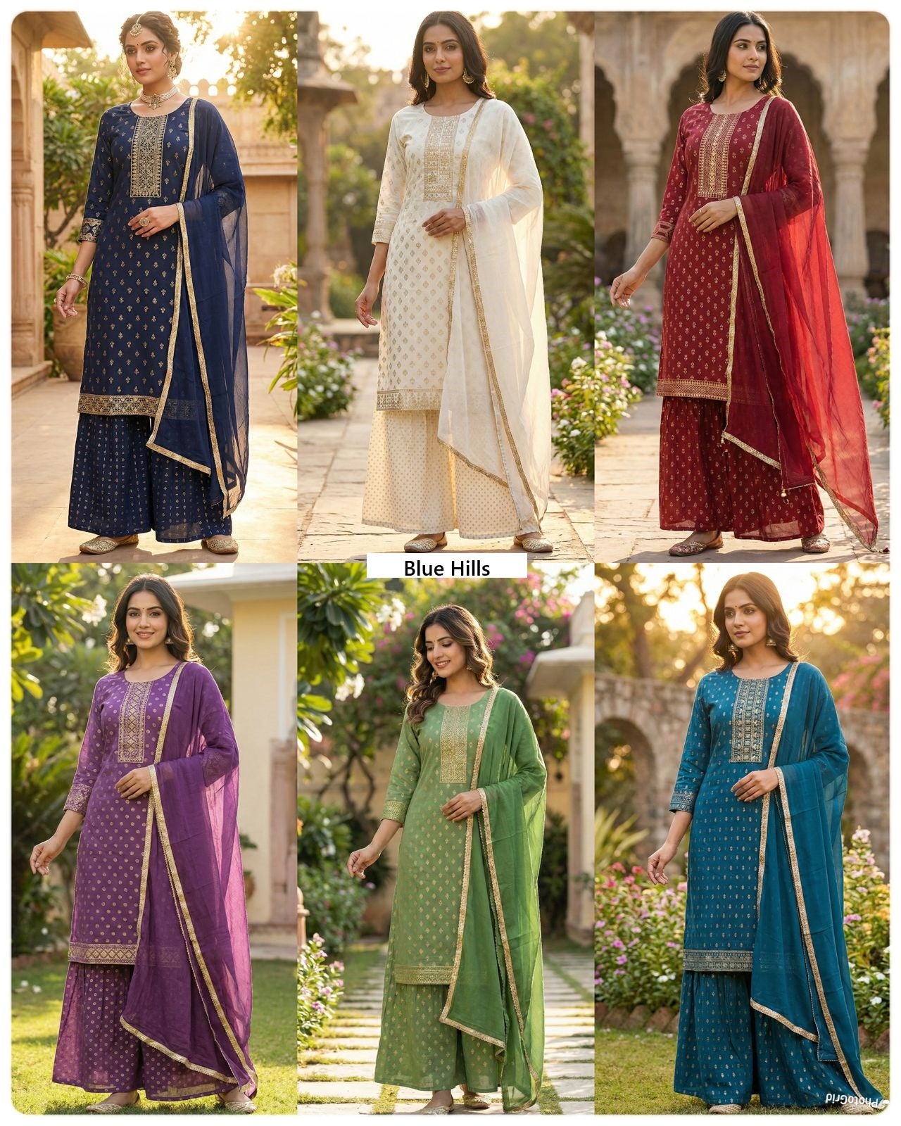 Muskaan Blue Hills Rayon 14Kg Readymade Sharara Suits Wholesale