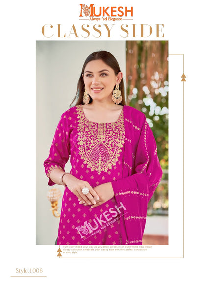 Muskaan Mukesh Banwery Rayon 14Kg Readymade Pant Style Suits Wholesale