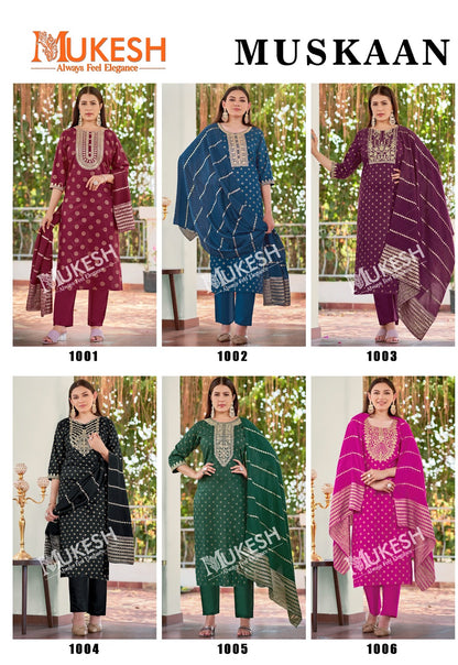 Muskaan Mukesh Banwery Rayon 14Kg Readymade Pant Style Suits Wholesale