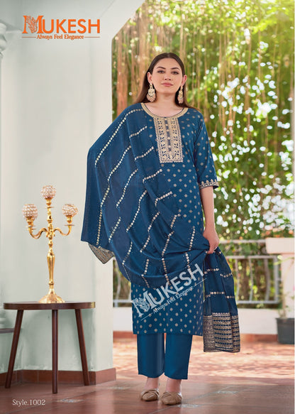 Muskaan Mukesh Banwery Rayon 14Kg Readymade Pant Style Suits Wholesale