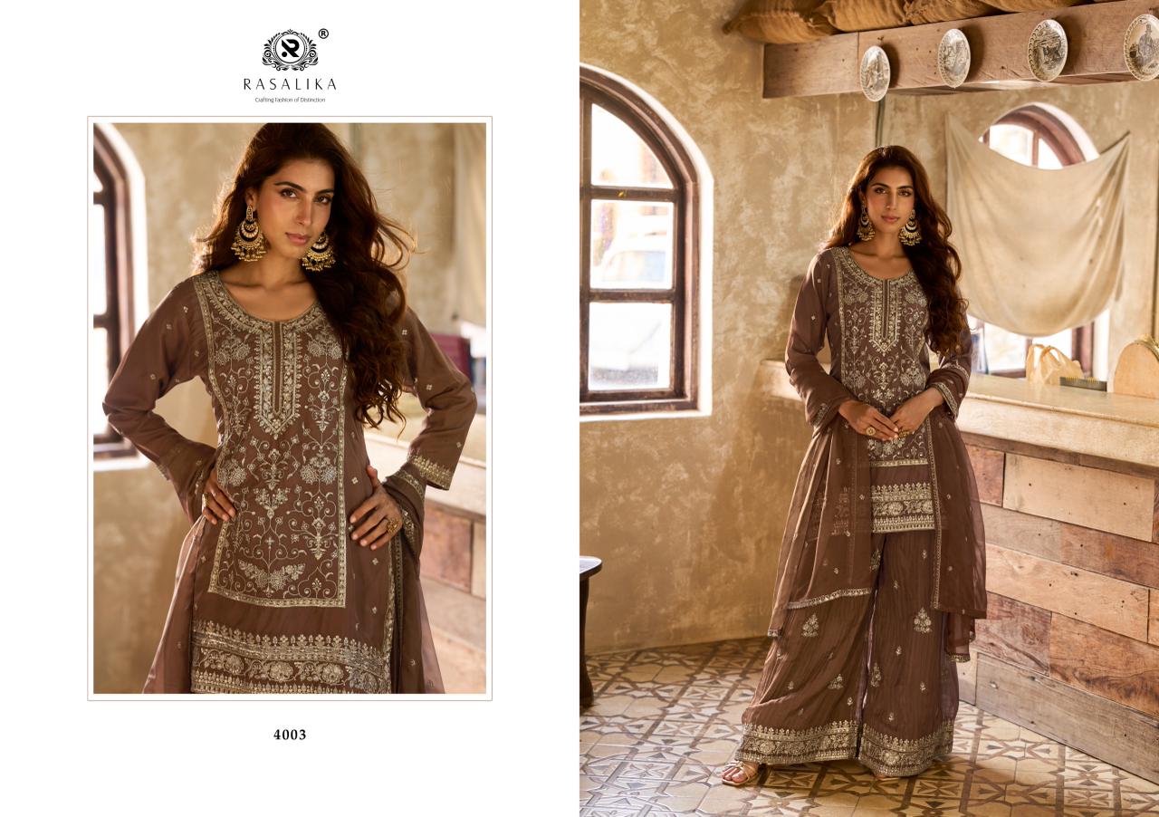 Muskaan Rasalika Viscose Organza Readymade Plazzo Style Suits Wholesaler
