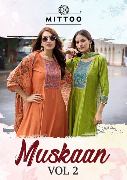 Muskaan Vol 2 Mittoo Modal Silk Readymade Anarkali Suits Exporter