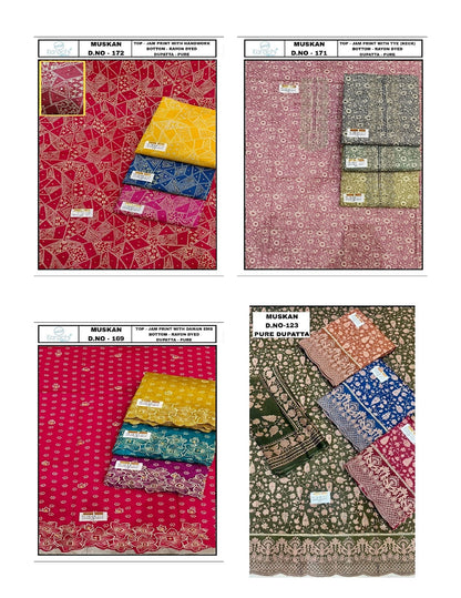Muskan 0905 Karachi Prints Jaam Salwar Suits Wholesale Rate