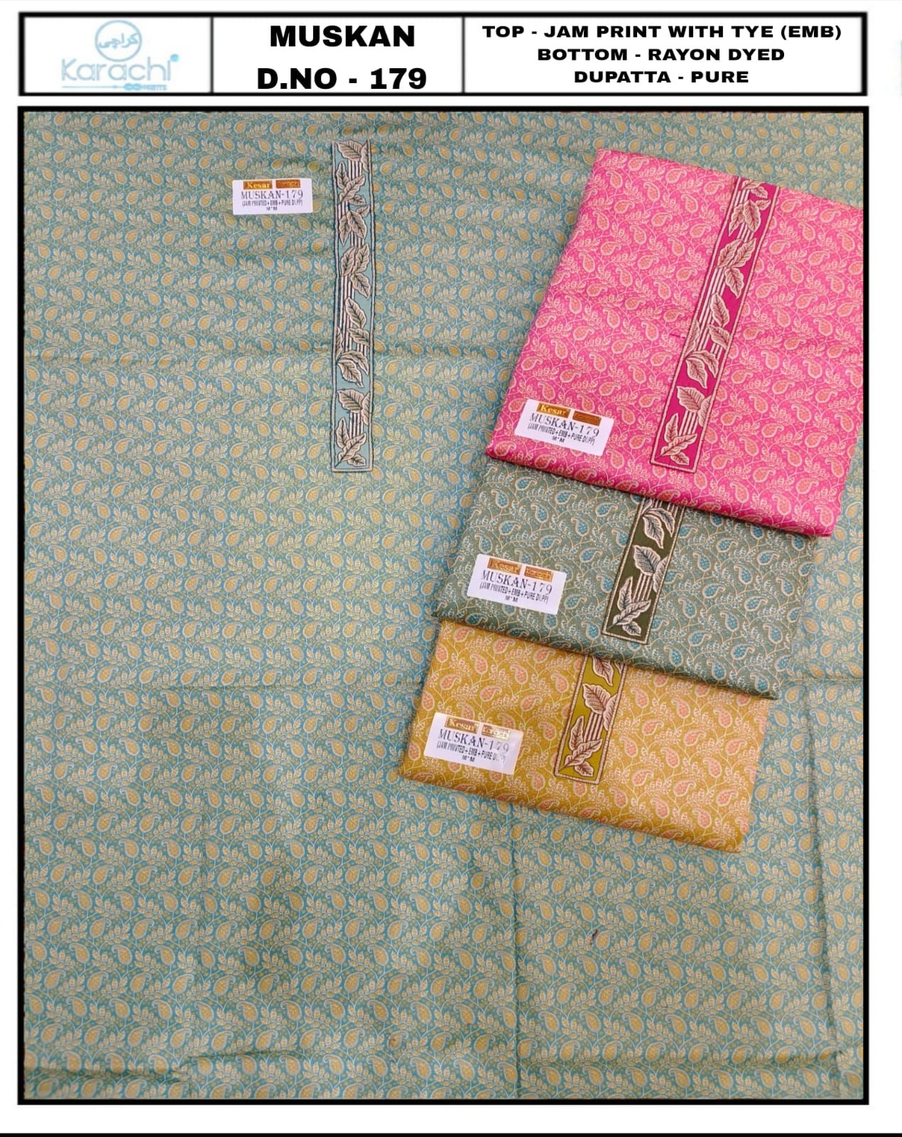 Muskan 1605 Karachi Prints Jaam Print Salwar Suits Supplier