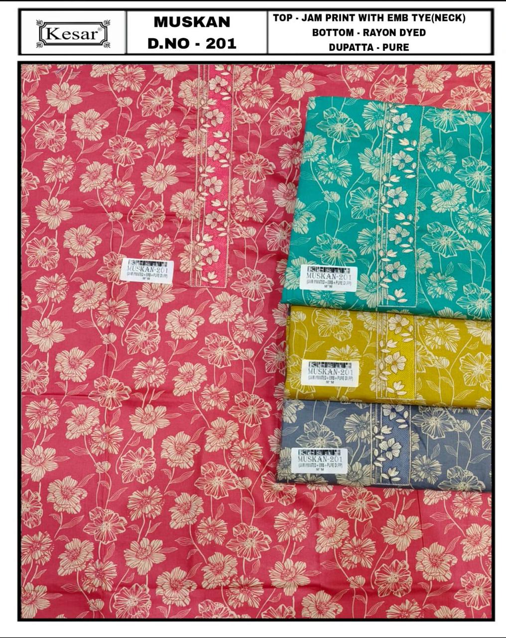 Muskan 201 Kesar Salwar Suits Manufacturer Ahmedabad