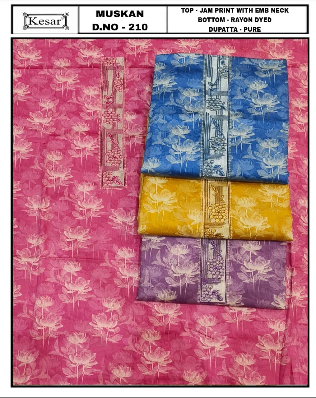Muskan 210-213 Kesar Salwar Suits Wholesale Price