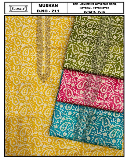 Muskan 210-213 Kesar Salwar Suits Wholesale Price