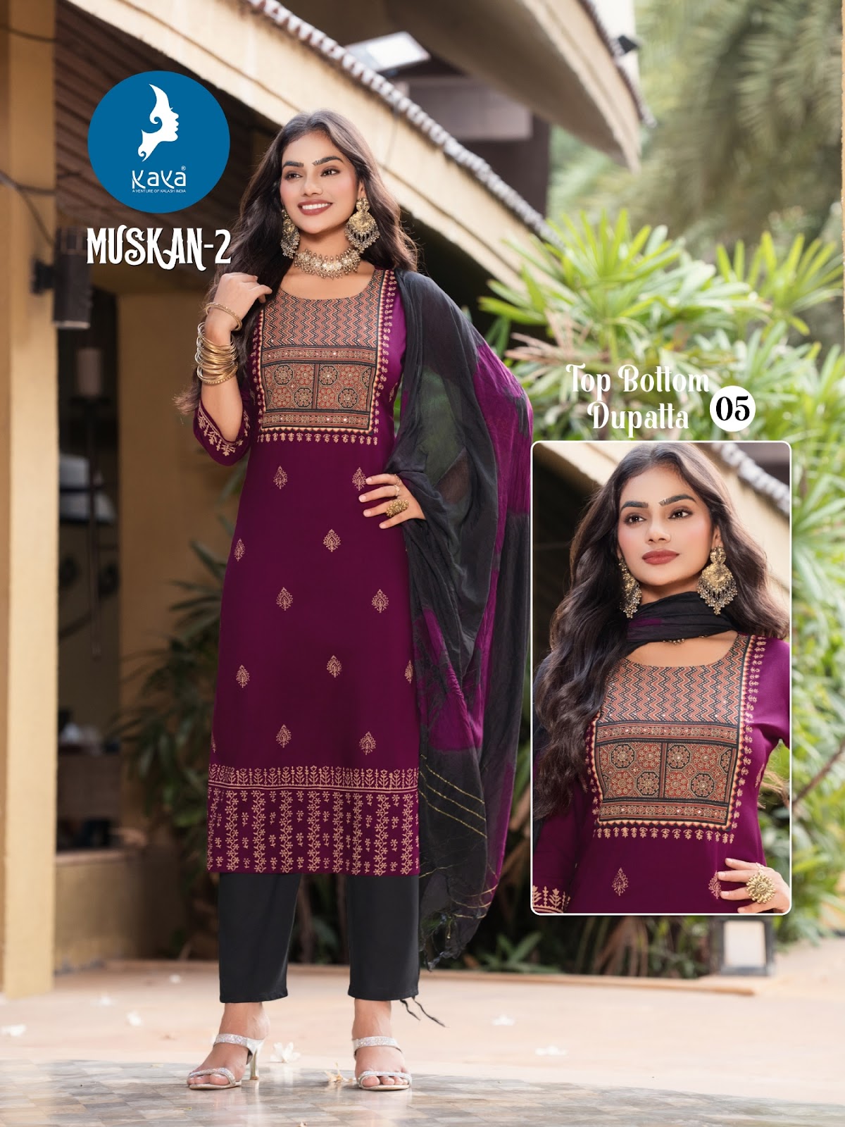 Muskan 2 Kaya Reyon Readymade Pant Style Suits Manufacturer
