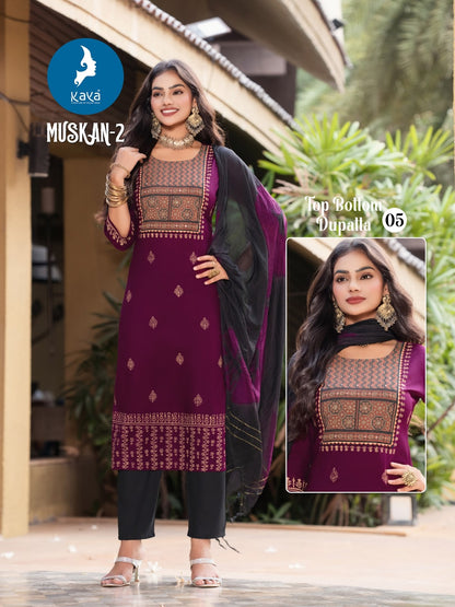 Muskan 2 Kaya Reyon Readymade Pant Style Suits Manufacturer