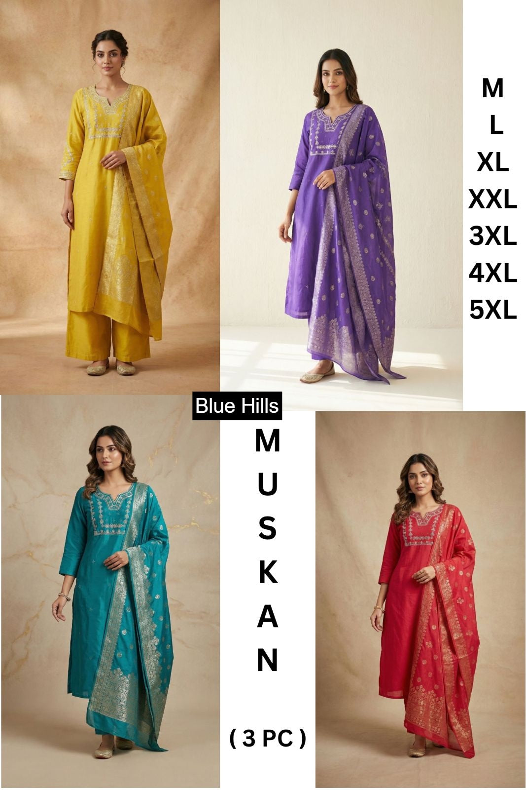 Muskan Blue Hills Modal Chanderi Readymade Suits Wholesale Price