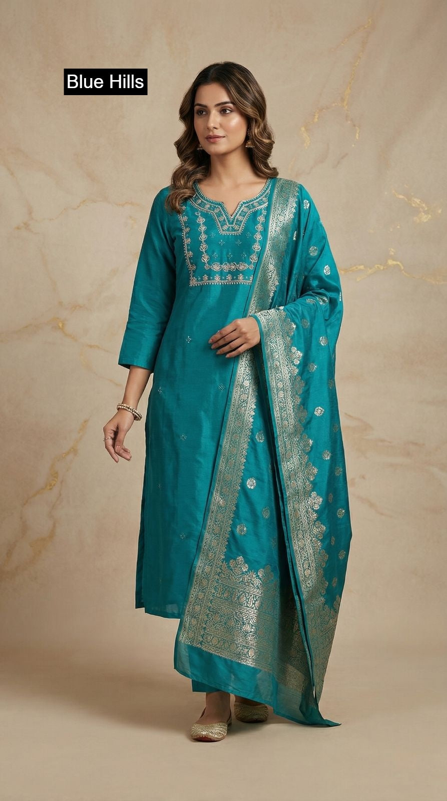 Muskan Blue Hills Modal Chanderi Readymade Suits Wholesale Price