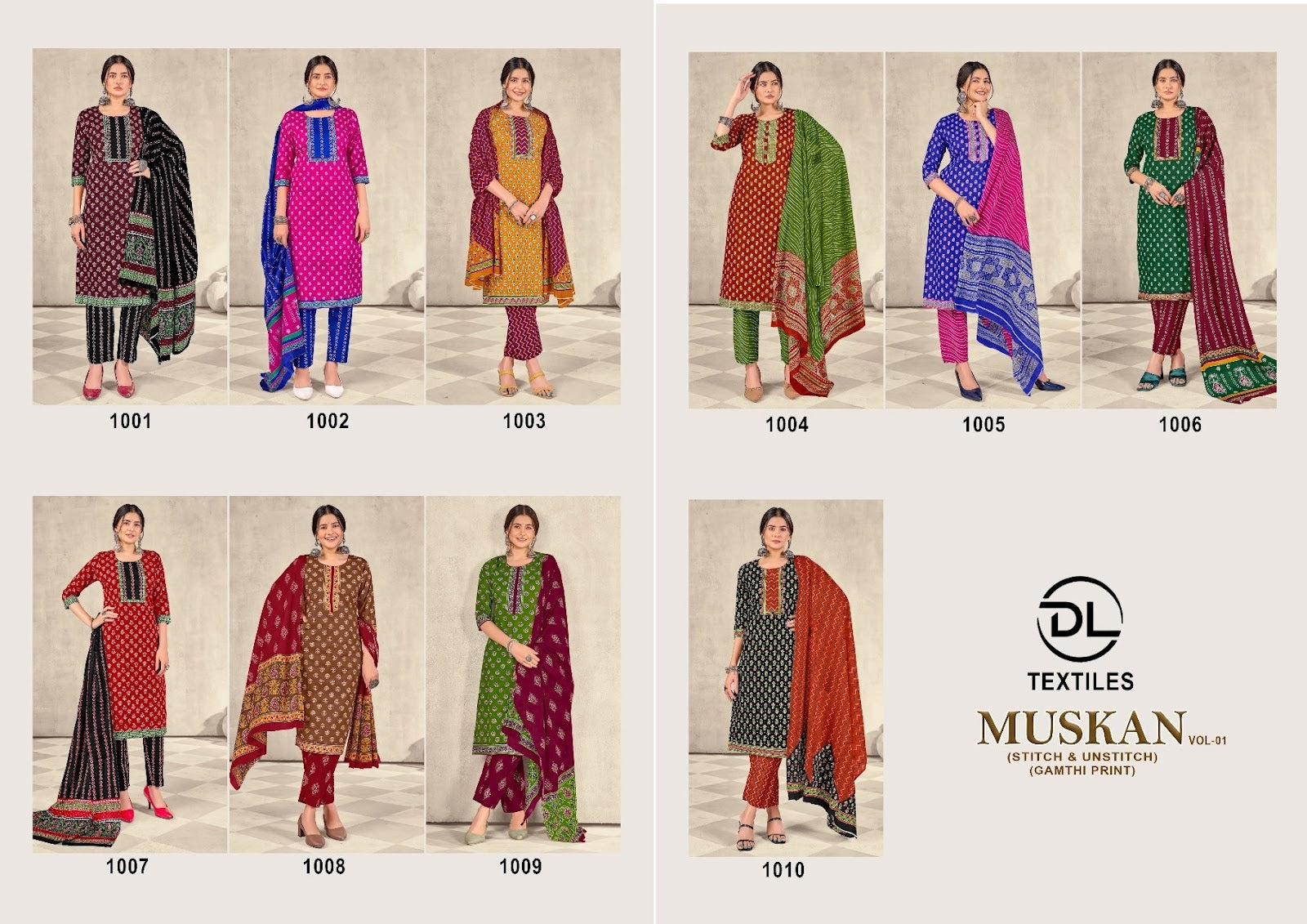 Muskan Gamthi Special Dl Cotton Dress Material Exporter India