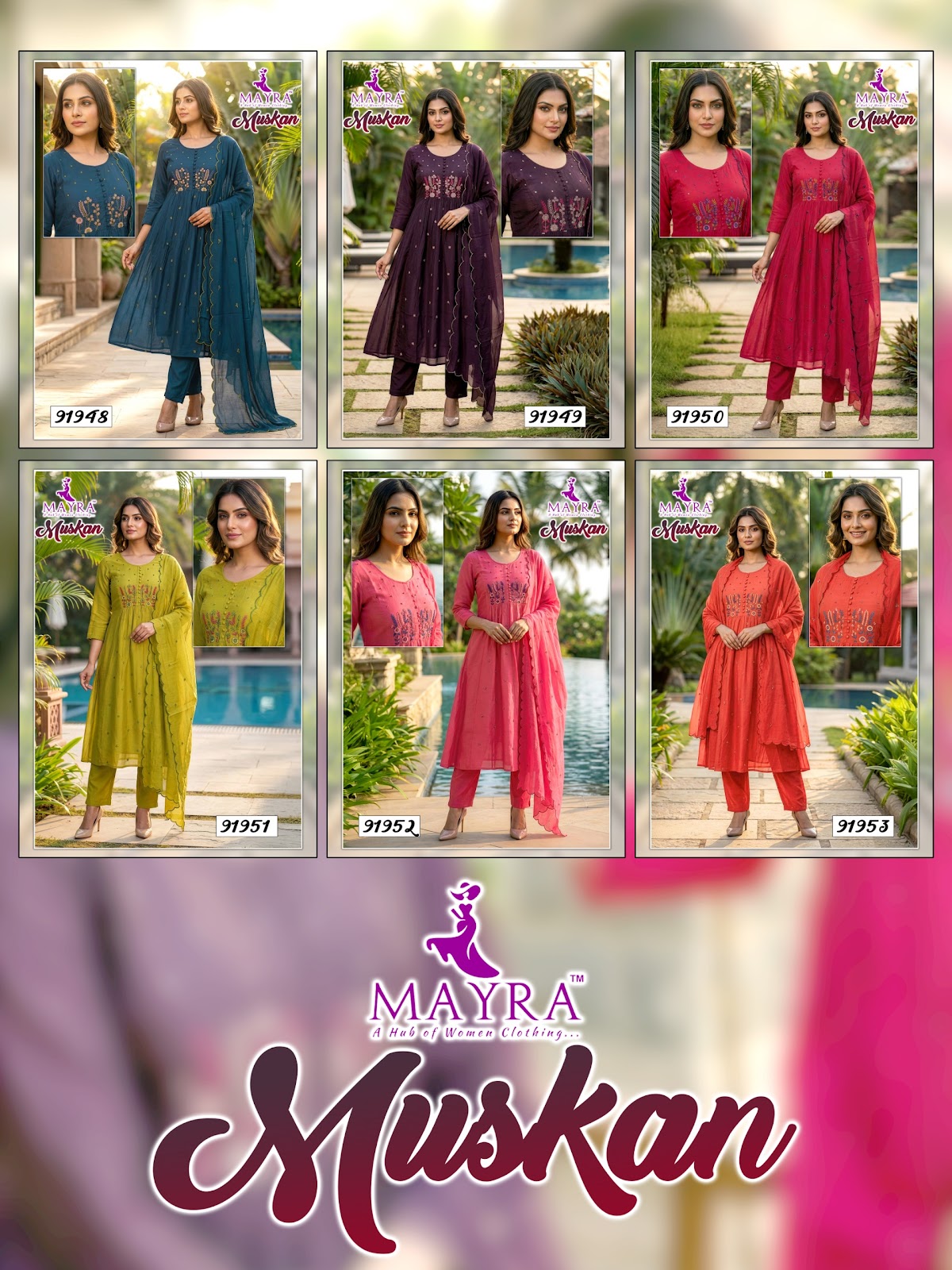 Muskan Mayra Chanderi Readymade Anarkali Suits Manufacturer Gujarat