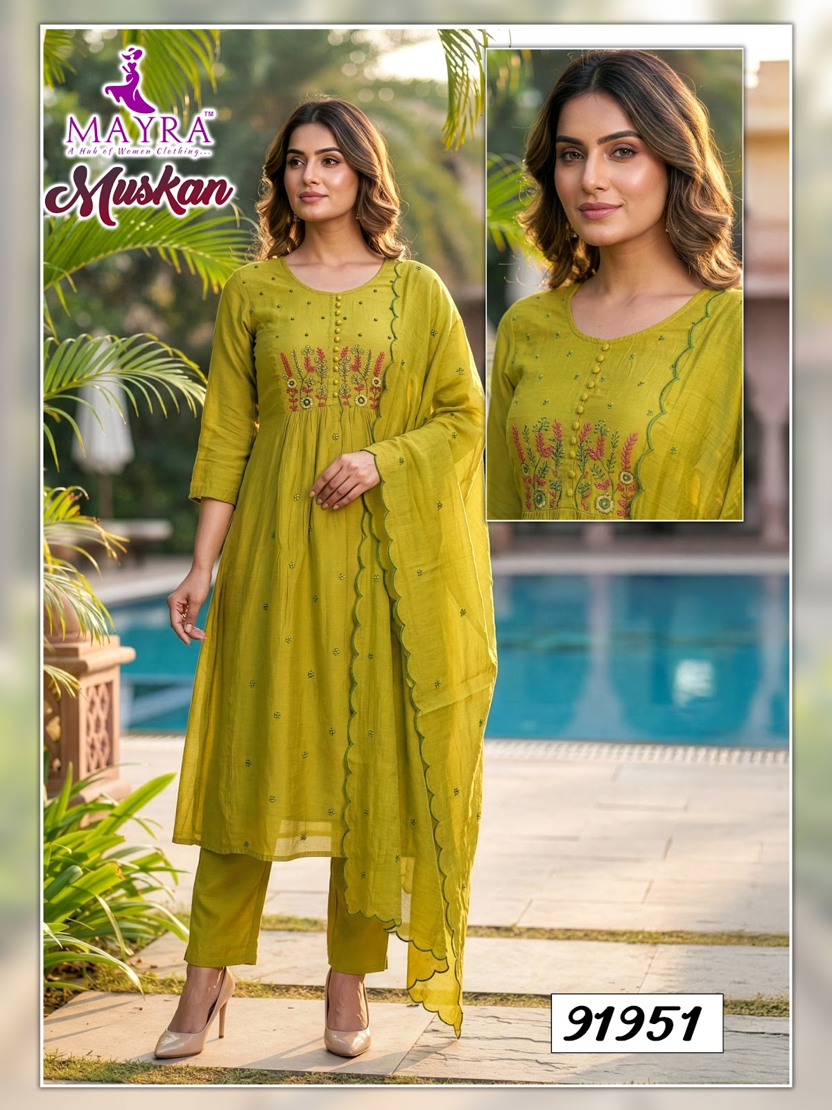 Muskan Mayra Chanderi Readymade Anarkali Suits Manufacturer Gujarat