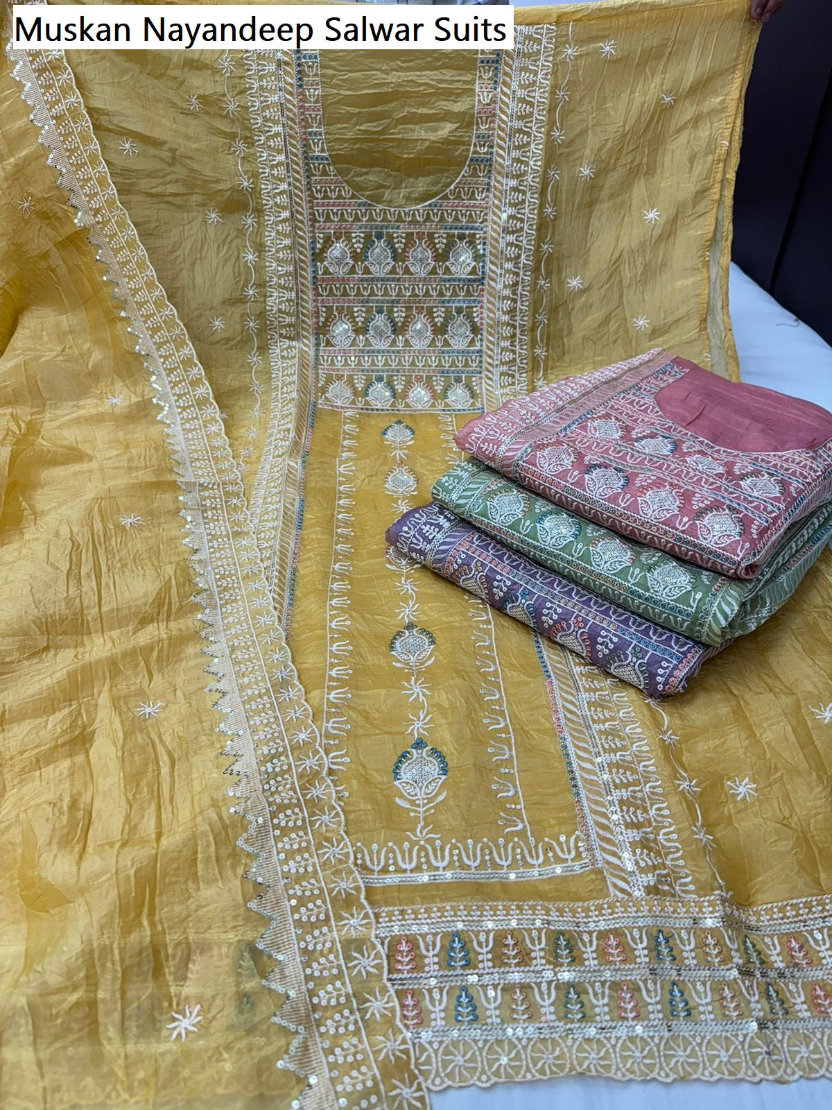 Muskan Nayandeep Gold Crush Salwar Suits Wholesaler India