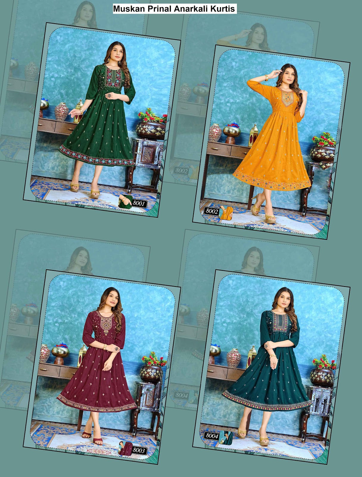 Muskan Prinal Dobby Anarkali Kurtis Supplier