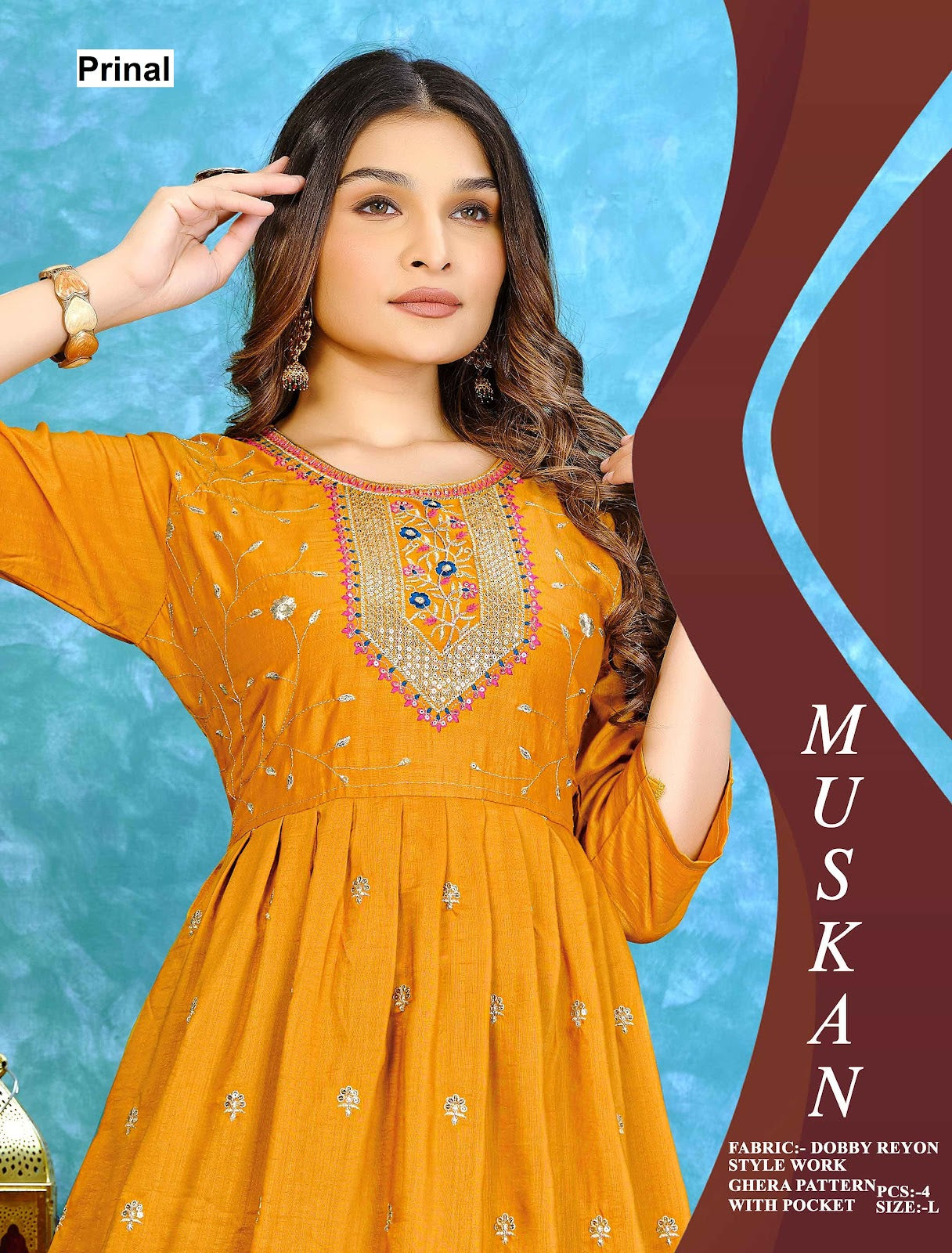 Muskan Prinal Dobby Anarkali Kurtis Supplier