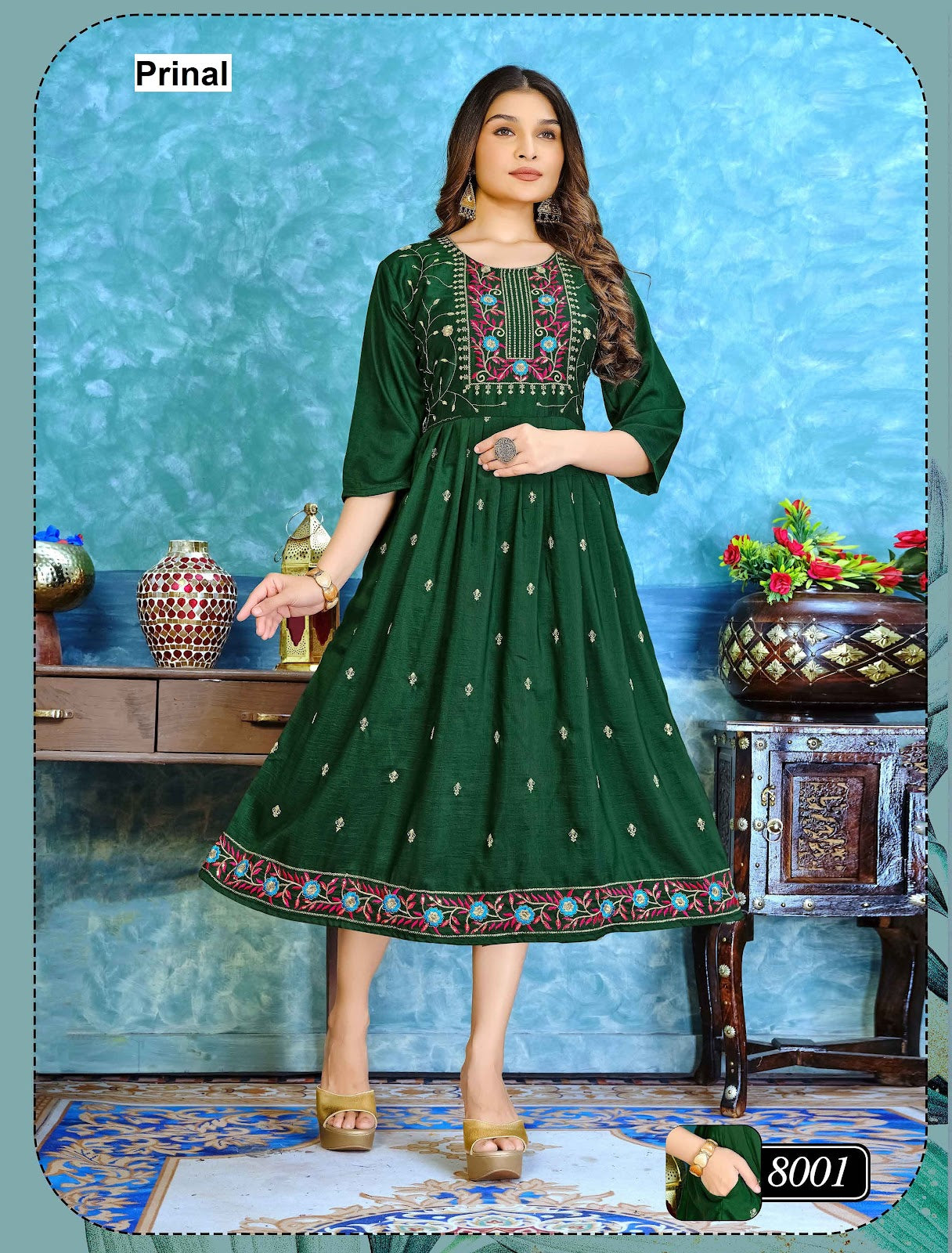 Muskan Prinal Dobby Anarkali Kurtis Supplier