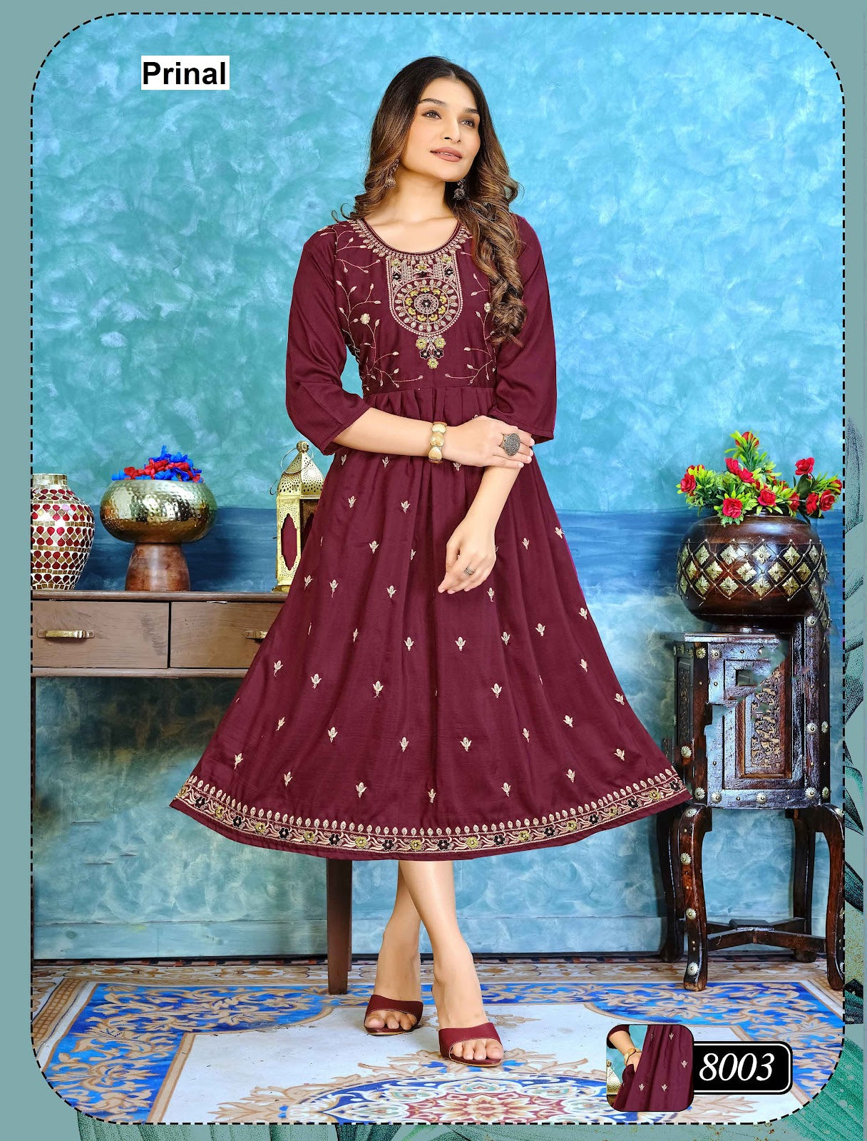 Muskan Prinal Dobby Anarkali Kurtis Supplier