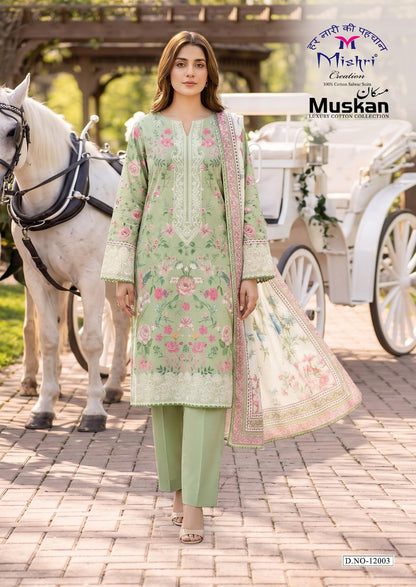 Muskan Vol 12 Mishri Cotton Karachi Salwar Suits Supplier India