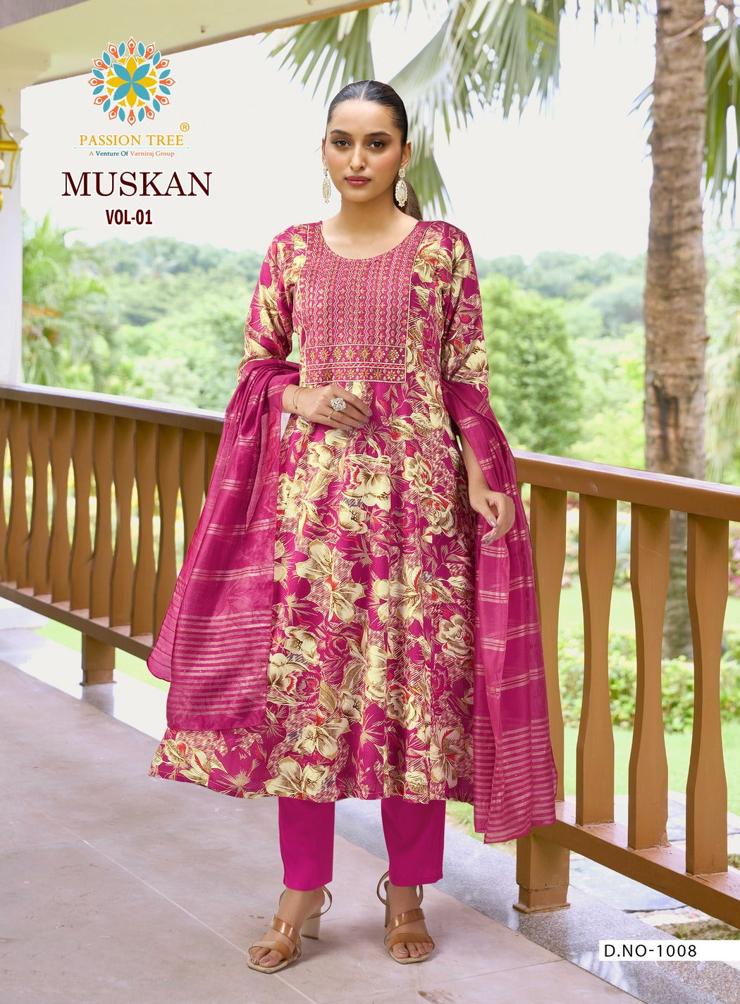 Muskan Vol 1 Passion Tree Reyon Readymade Anarkali Suits Supplier Ahmedabad