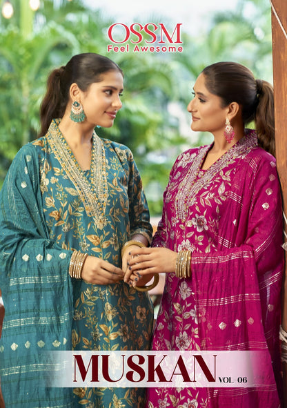 Muskan Vol 6 Ossm Vetican Silk Readymade Pant Style Suits Wholesale Rate