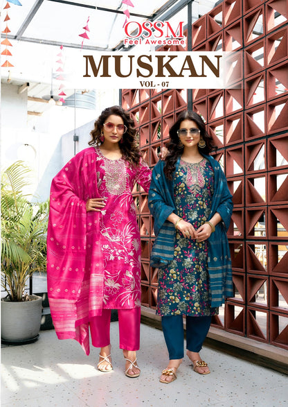 Muskan Vol 7 Ossm Vetican Silk Readymade Pant Style Suits Wholesale Price