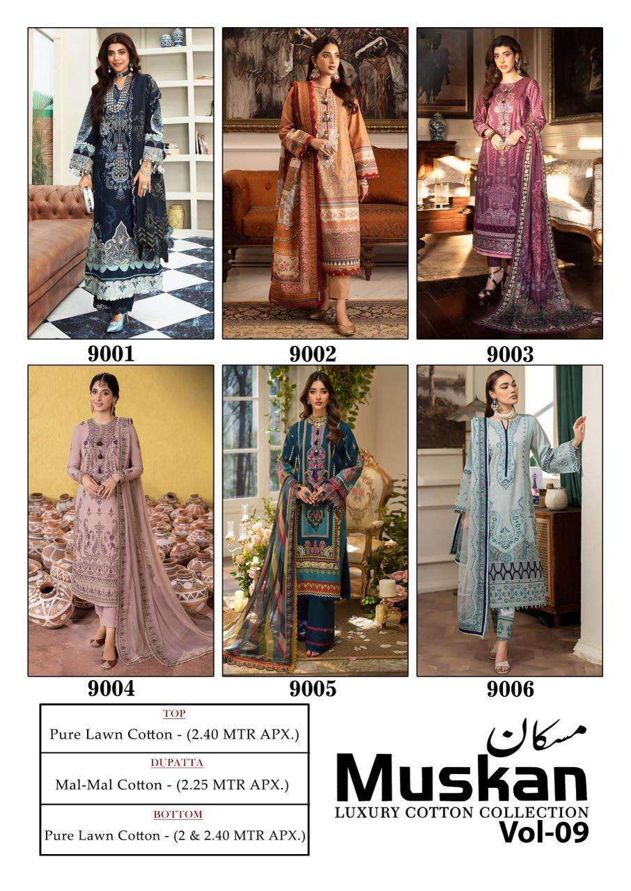 Muskan Vol 9 Luxury Cotton Collection Mishri Karachi Readymade Suits Wholesaler India