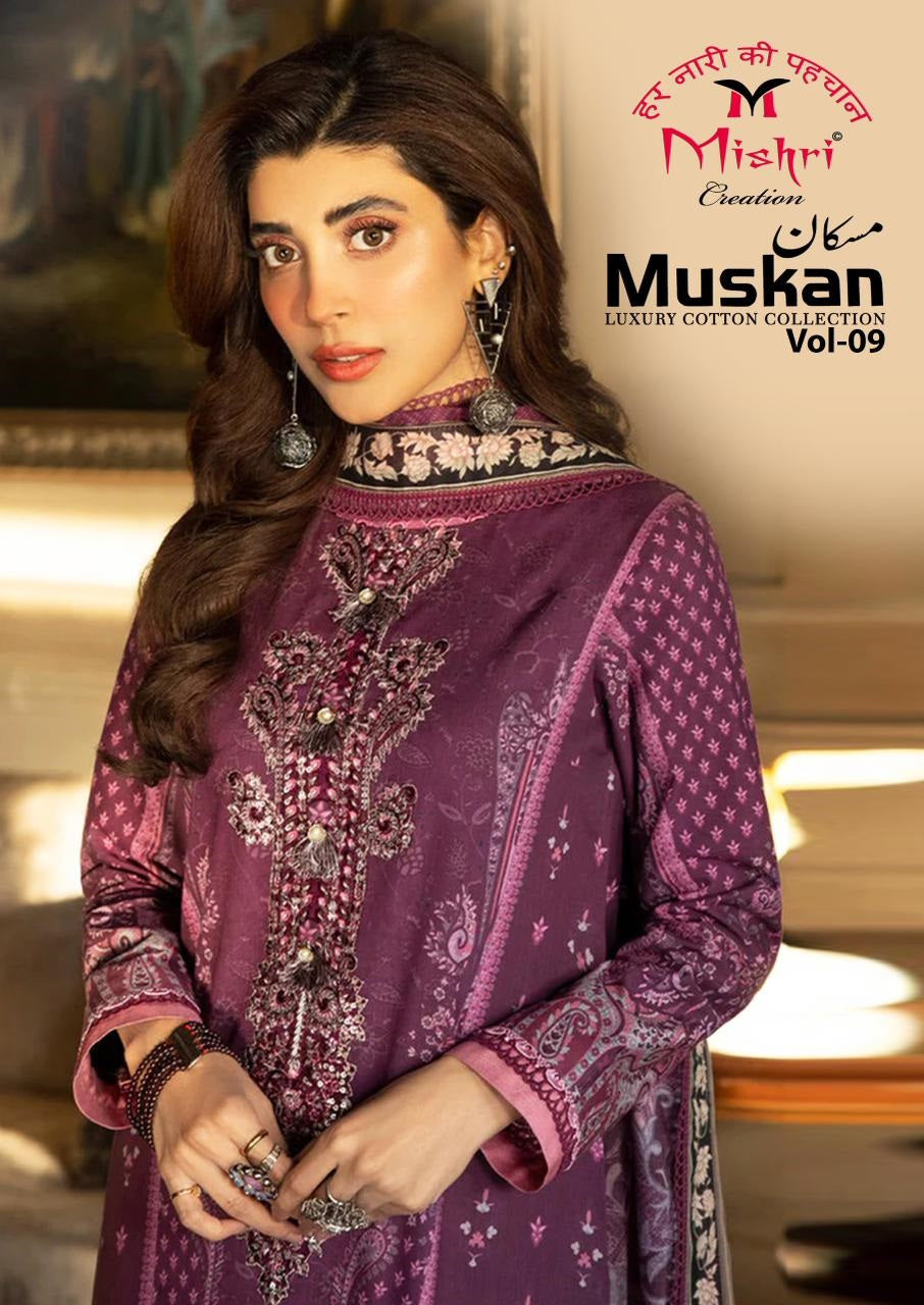 Muskan Vol 9 Luxury Cotton Collection Mishri Karachi Salwar Suits Wholesaler India