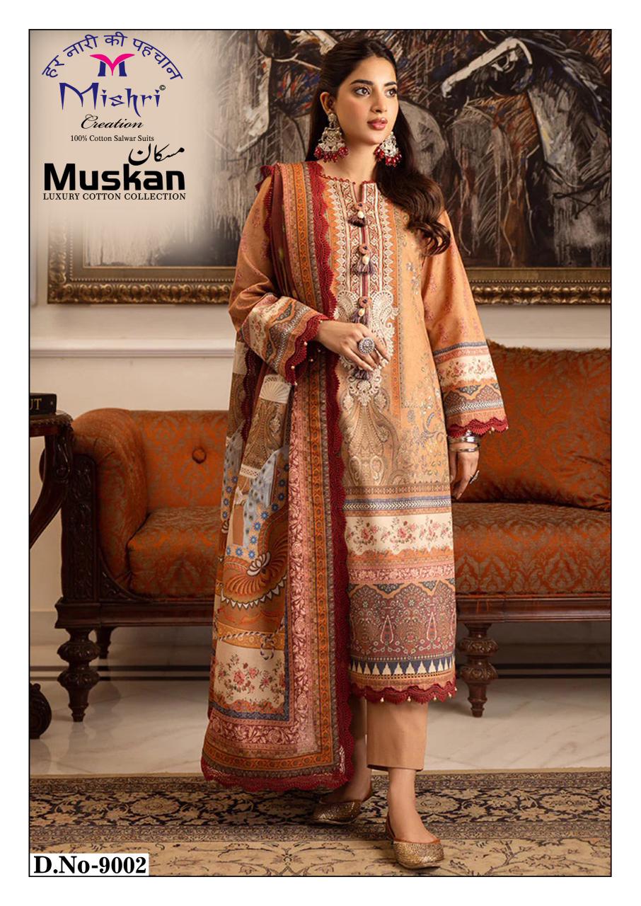 Muskan Vol 9 Luxury Cotton Collection Mishri Karachi Salwar Suits Wholesaler India