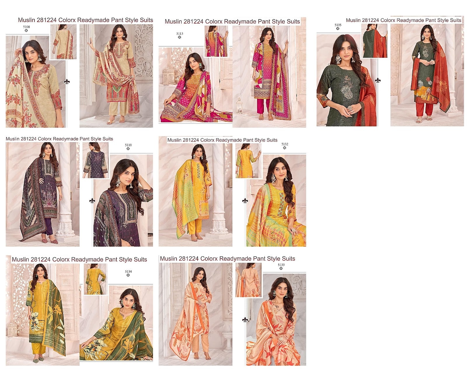 Muslin 281224 Colorx Simmer Readymade Pant Style Suits Supplier Gujarat