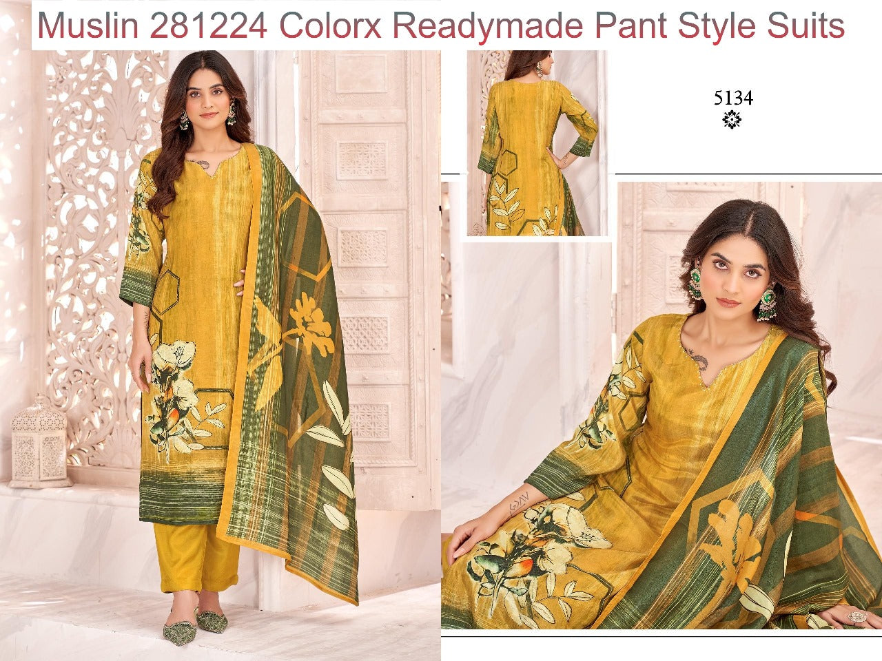Muslin 281224 Colorx Simmer Readymade Pant Style Suits Supplier Gujarat