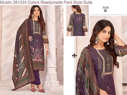 Muslin 281224 Colorx Simmer Readymade Pant Style Suits Supplier Gujarat