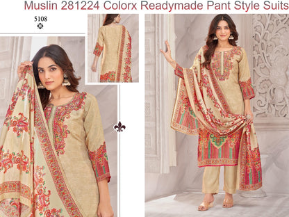 Muslin 281224 Colorx Simmer Readymade Pant Style Suits Supplier Gujarat