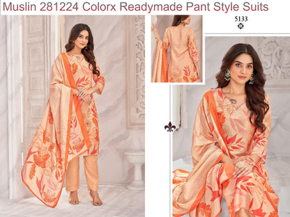 Muslin 281224 Colorx Simmer Readymade Pant Style Suits Supplier Gujarat