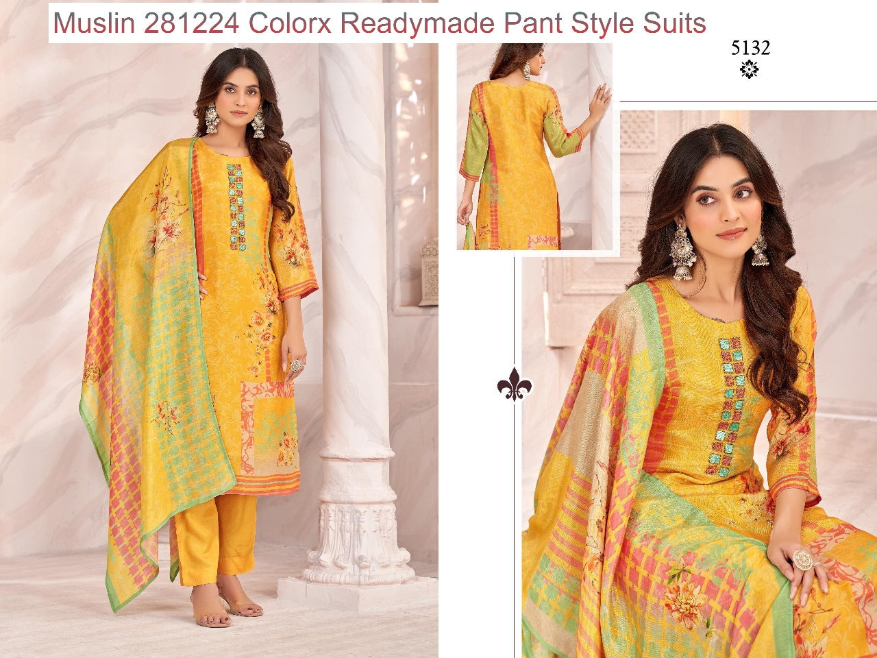 Muslin 281224 Colorx Simmer Readymade Pant Style Suits Supplier Gujarat