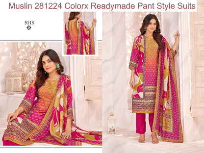 Muslin 281224 Colorx Simmer Readymade Pant Style Suits Supplier Gujarat