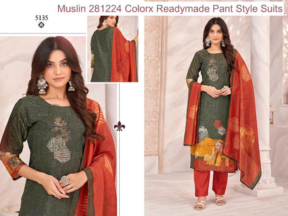 Muslin 281224 Colorx Simmer Readymade Pant Style Suits Supplier Gujarat