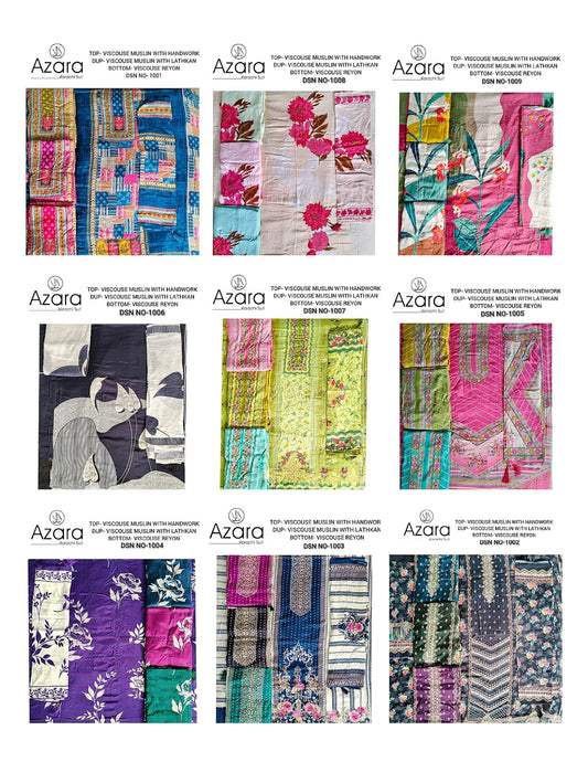 Muslin Azara Viscose Karachi Salwar Suits Wholesale Price