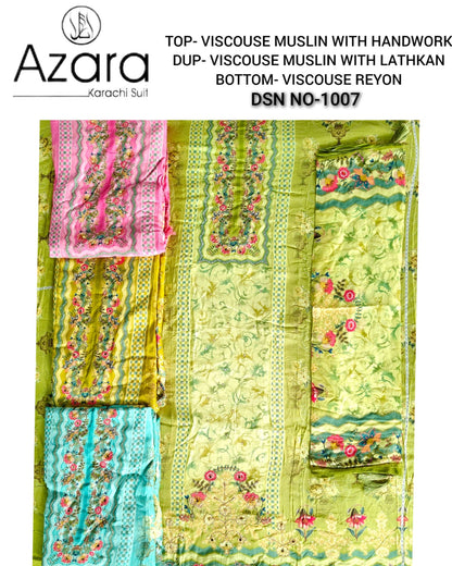Muslin Azara Viscose Karachi Salwar Suits Wholesale Price