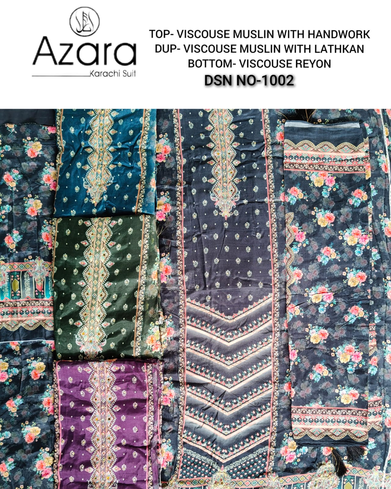 Muslin Azara Viscose Karachi Salwar Suits Wholesale Price