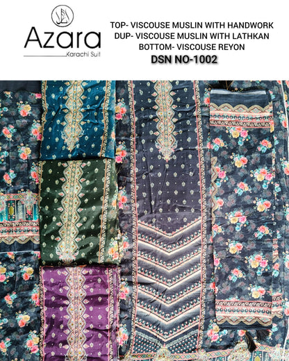 Muslin Azara Viscose Karachi Salwar Suits Wholesale Price